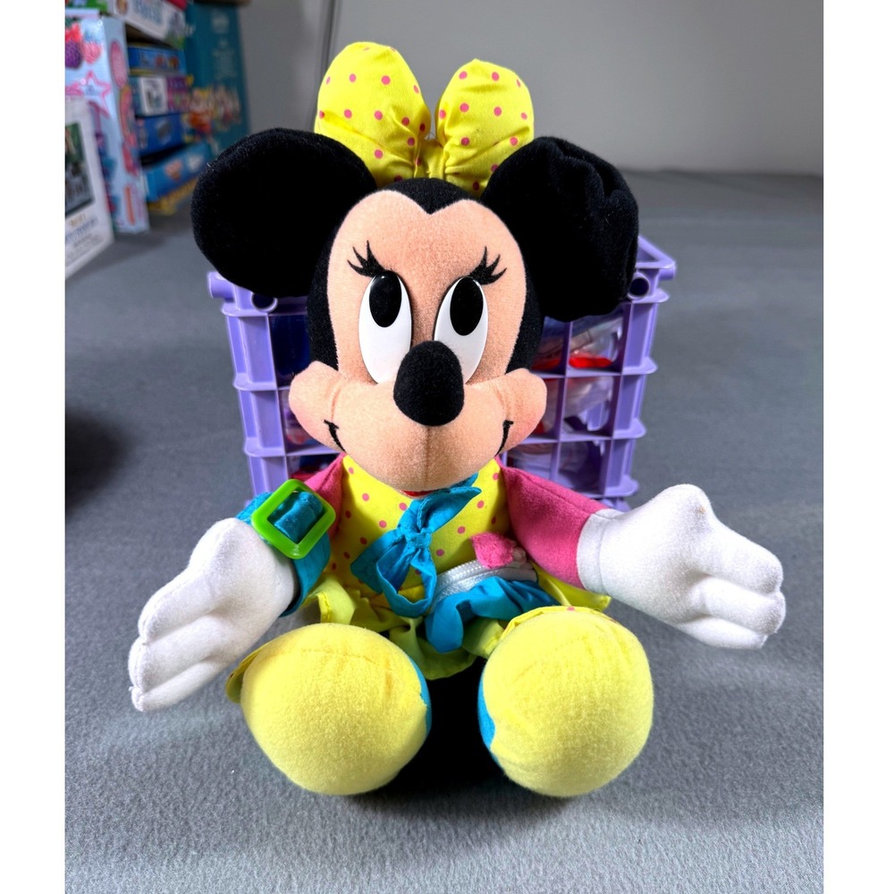 Vintage Minnie Mouse Plush Doll Mattel Arco Toys 12" Disney w Watch‎ Sensory Toy